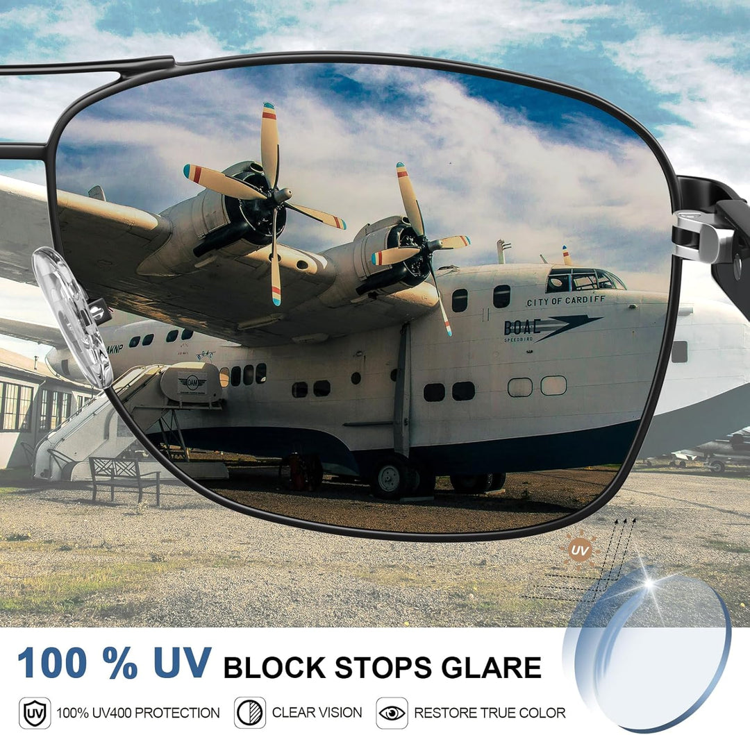 CARFIA Pilotenbrille Sonnenbrille Herren UV400 polarisierte Sportbrille mit ultraleichtem Metallrahm