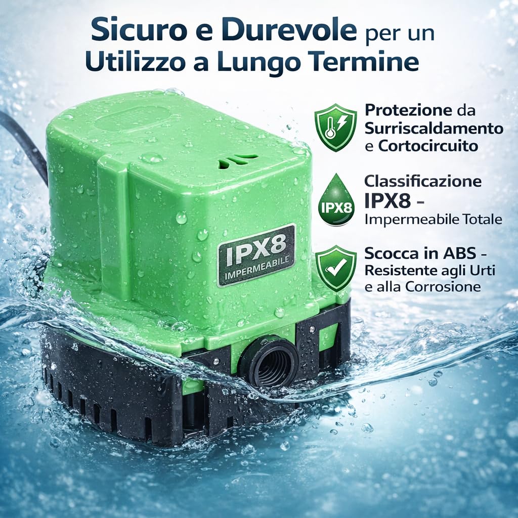 Automatische Entwässerungspumpe für Poolabdeckungen, 1200 GPH, Yacht-Wasserentwässerungspumpe für Sc