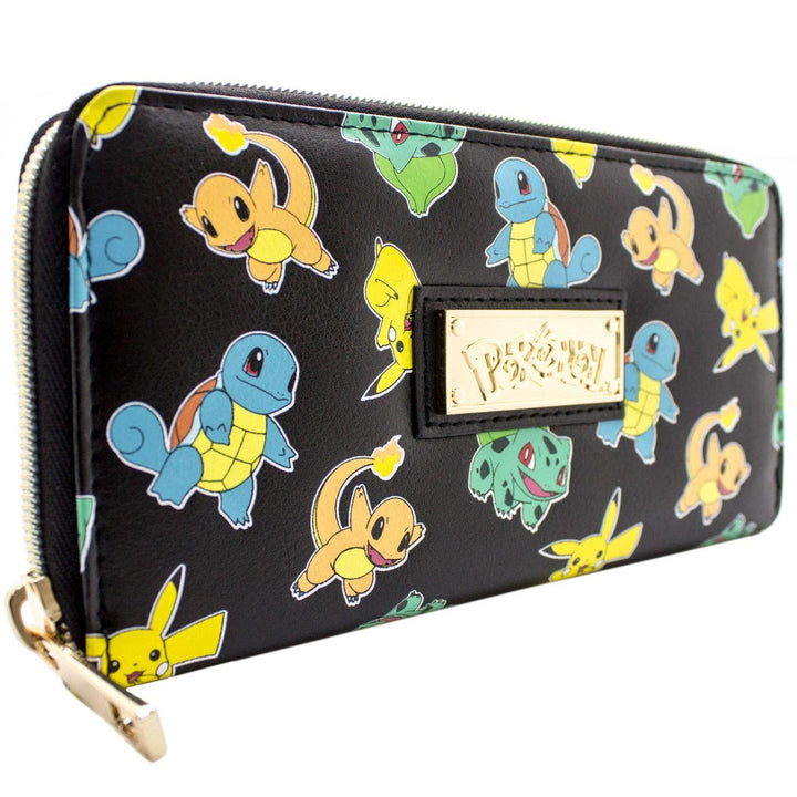 Bulbasaur Squirtle, Pika! Starter Metall Emblem Portemonnaie Clutch Münzfach & Kartenhalter, Schwarz