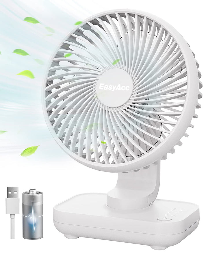EasyAcc Tischventilator, 4000 Akku Batterie Klein USB Ventilator, Tragbarer Aufladbar Basis Ventilat