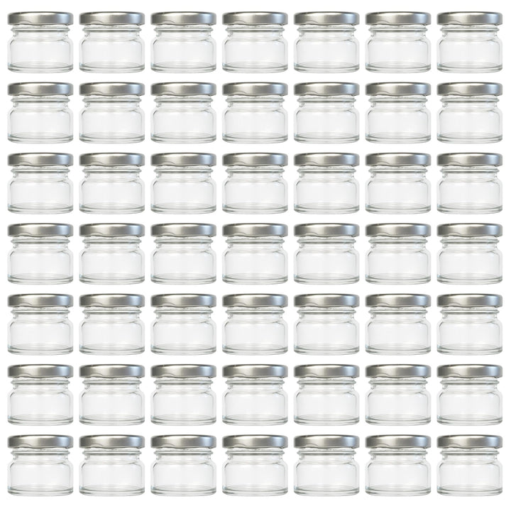 hocz 50x Mini Marmeladengläser 30 ml | mit Deckel Silber TO 43 | kleine Einmachgläser mit Schraubdec