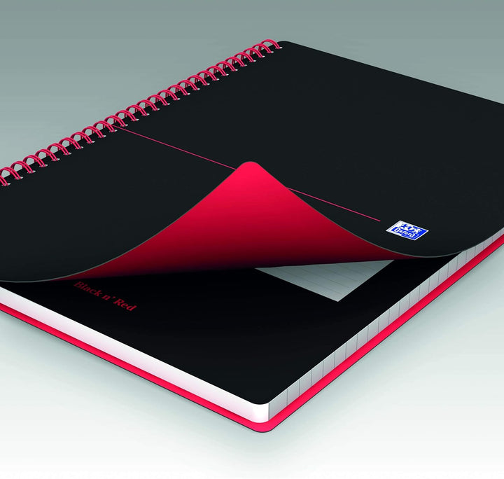 Oxford 400047655 Spiralbuch Black n' Red 5er Pack DIN A5 liniert flexibler Deckel 70 Blatt schwarz r