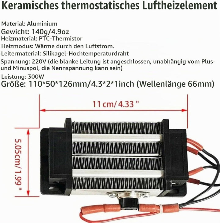 Keramisches Luftheizelement, 300W 220V PTC heizelement konstante temperatur Isolierte Keramik Lufter