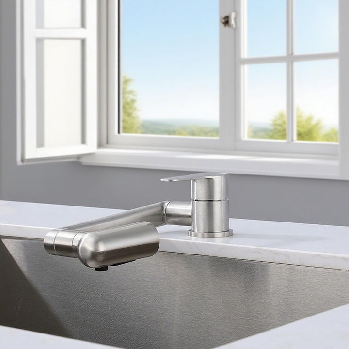 Küchenarmatur Vorfenster - 3-Modi-Dusche, Klapphahn Wasserhahn Küche Edelstahl 304, 360° Schwenkbar