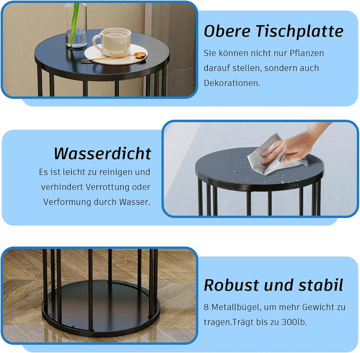 HDANI Rund Pflanzenständer Metall 45cm,Solider und Robuster Blumenständer für Wohnzimmer, Garten,Bal