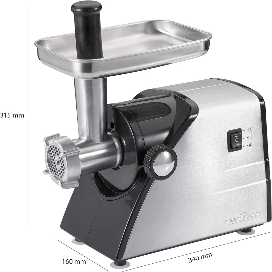 Profi Cook PC-FW 1060, Elektrischer Fleischwolf, Für Fleisch, Wurst und Spritzgebäck, mit Wurstfülle
