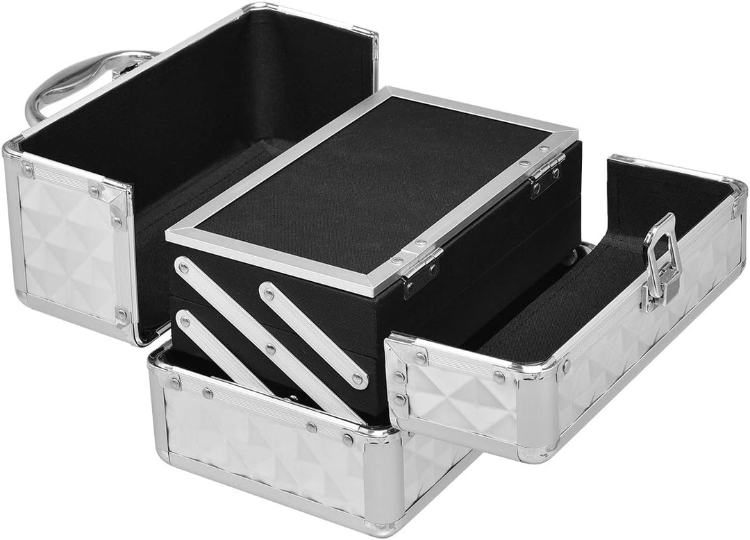COSTWAY Beauty Case Schminkkoffer Kosmetikkoffer, Schmuckkoffer 23 x 15 x 18cm, Friseurkoffer mit Sp