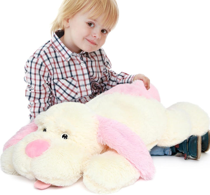 MorisMos 80cm lang Hund Kuscheltier gross XXL, weich Rosa Hund Plüschtier Stofftier, riesen Gefüllte