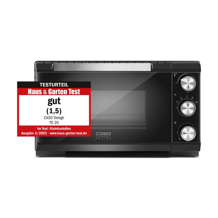 CASO TO 20 - Design Backofen, 5-fach Funktion: Umluft, Drehspiess mit Motor, Oberhitze, Unterhitze,