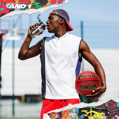 AND1 Fantom Gummi-Basketball und Pumpe, offizielle Grösse, für Basketballspiele im Innen- und Aussen