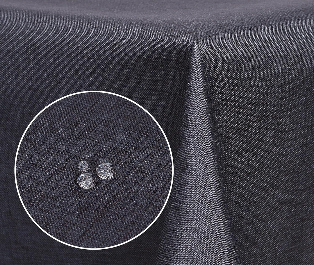 Textil Tischdecke - Leinen Optik - wasserabweisend oval (anthrazit, oval 130x220) Anthrazit oval 130
