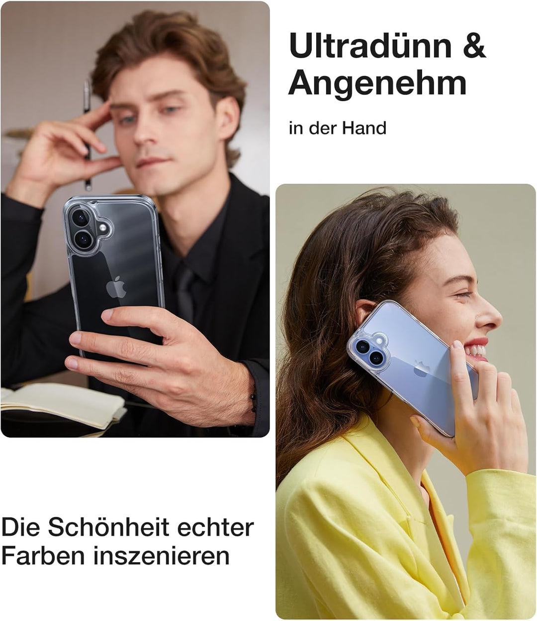 TORRAS Diamond für iPhone 16 Hülle [TOP Militärstandard FallSchutz] [Nie Vergilbung] Stossfeste Hand