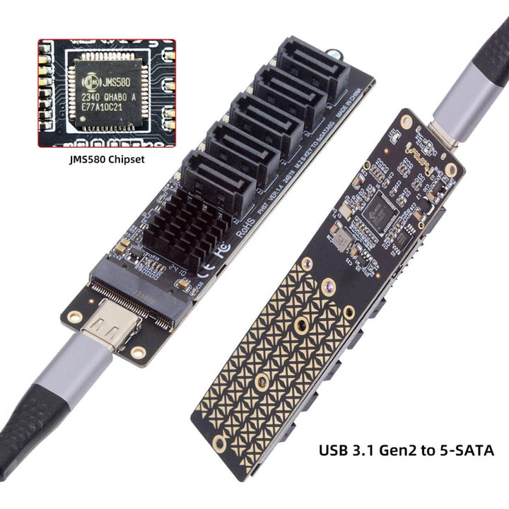 chenyang USB 3.1 Gen 2 zu 5 SATA 3.0 Port Multiplikator Erweiterungskartenadapter für Motherboard Sa