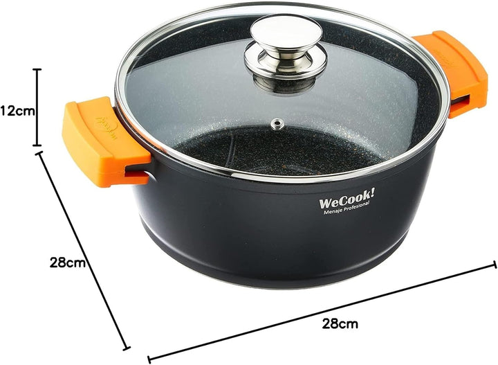 WECOOK Ecochef Titanium Hochinduktionskasserolle Glasdeckel 28 cm, 5 Antihaftschichten QUANTANIUM Ök