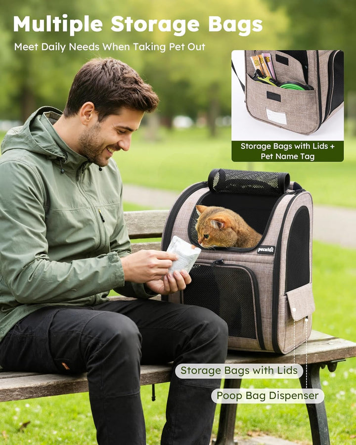 pecute Hunderucksack, Erweiterbar Faltbar, Katzenrucksack Grosse Katzen mit Anti-offener Reissversch
