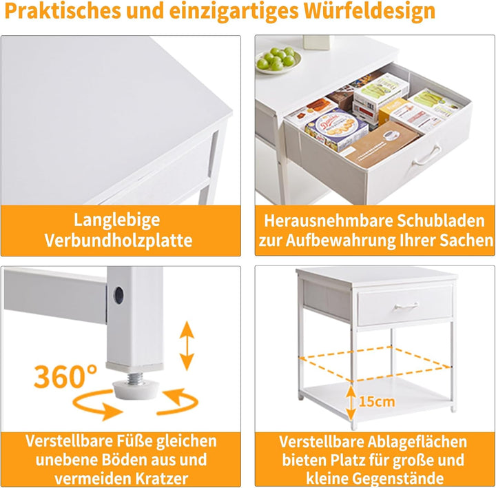 Grosser Beistelltisch für Wohnzimmer, Kleiner Tischständer 50x50x56cm, Kühlschrankständer Druckertis