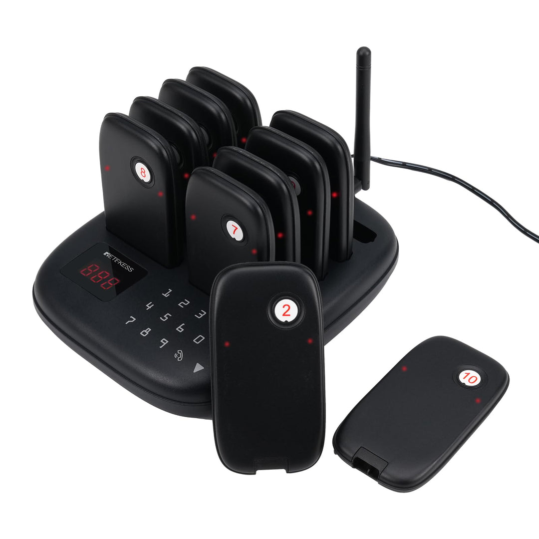 Retekess TD175S Pager Rufsystem, Aussenbereich 800m, 7 Rufmodi mit Vibration, Touch-Taste Leicht zu