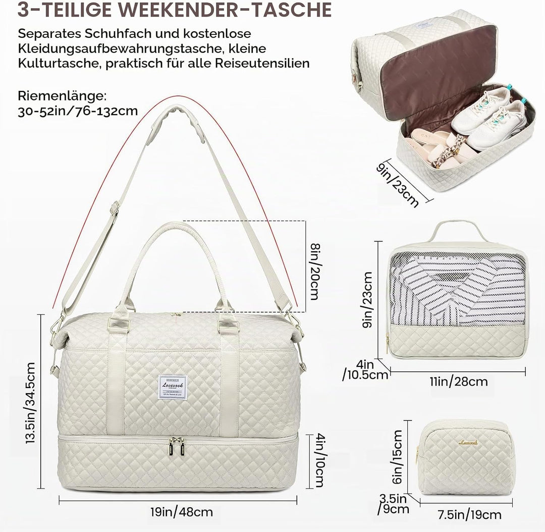 LOVEVOOK Sporttasche Damen Reisetasche Gross mit Kosmetiktasche Weekender Travel Duffle Bag mit Schu