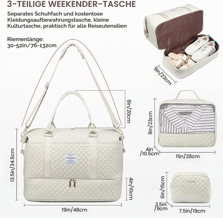 LOVEVOOK Sporttasche Damen Reisetasche Gross mit Kosmetiktasche Weekender Travel Duffle Bag mit Schu