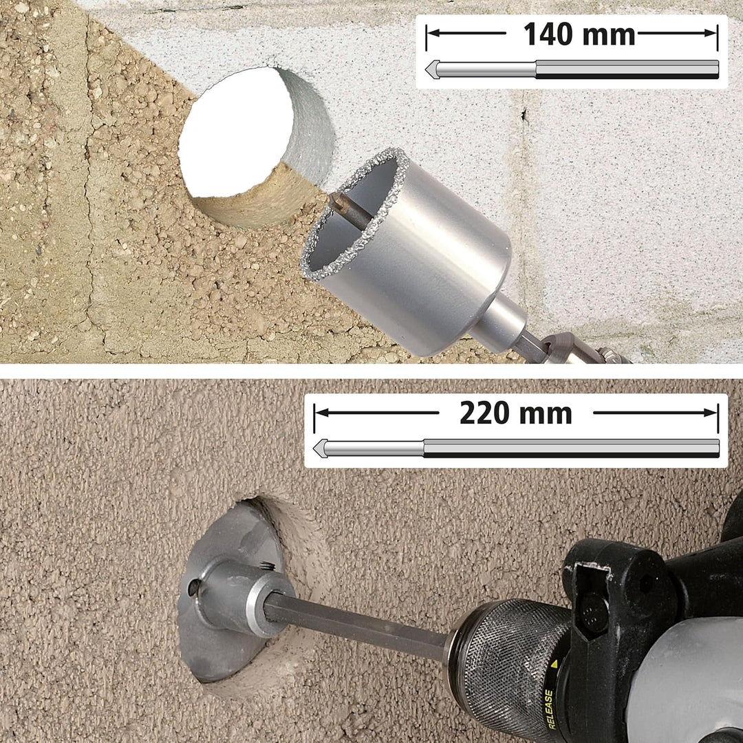 wolfcraft Bohrkroneneinsatz-Set, hartmetallbestreut, 5-tlg. I 1003000 I Für Mauerwerk und Stein, Ø 3