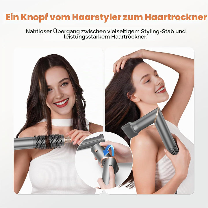 Hair Styler Set, Haarstyler 6 in 1, Hairstyler Set, Multistyler Haare 110000 U/MIN mit Rundbürste Fö