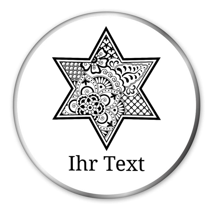 gravur-farbik.de – personalisierbare runde Dose mit Name oder Wunschtext – Zentangle Stern Motive –