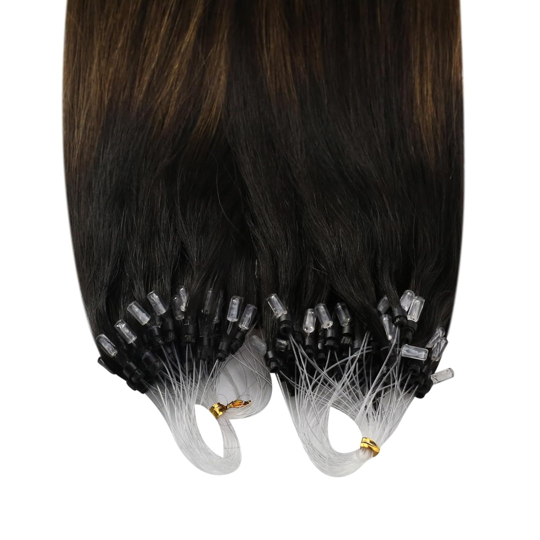 YoungSee Echthaar Extensions Microring Balayage Microring Extensions Braun Ombre Blond Microring Ext