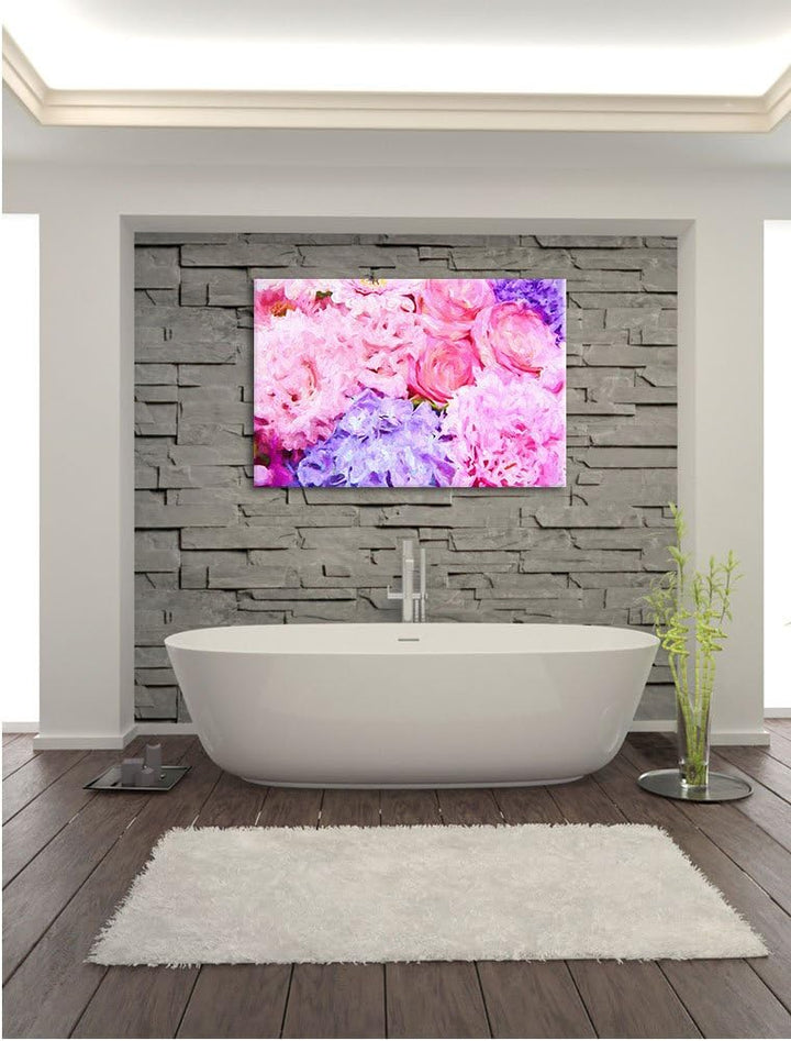 Pixxprint prachtvoller Blumenstrauss Kunst / 100x70cm Leinwandbild bespannt auf Holzrahmen/Wandbild