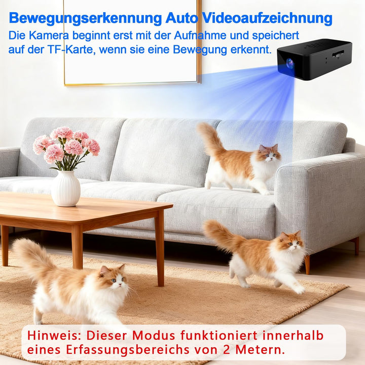 cuoum Mini Kamera-1080P HD Mini-Kamera mit Akku, 120°Weitwinkel Kleine Kamera, EIN Tasten Bedienung