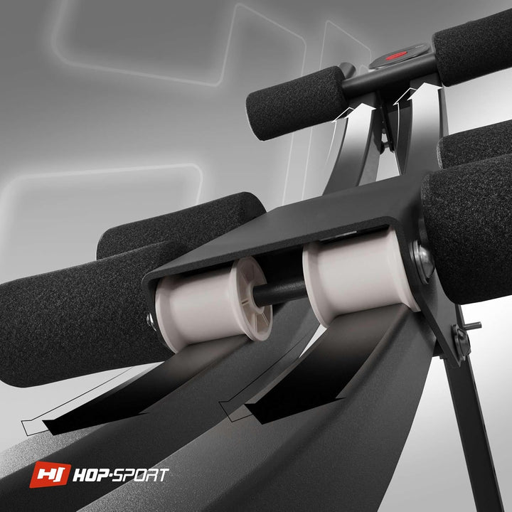 Hop-Sport Rückentrainer &amp; Bauchtrainer Klappbar, 4-stufige Höhenverstellung, Boarddisplay, Fitnessge