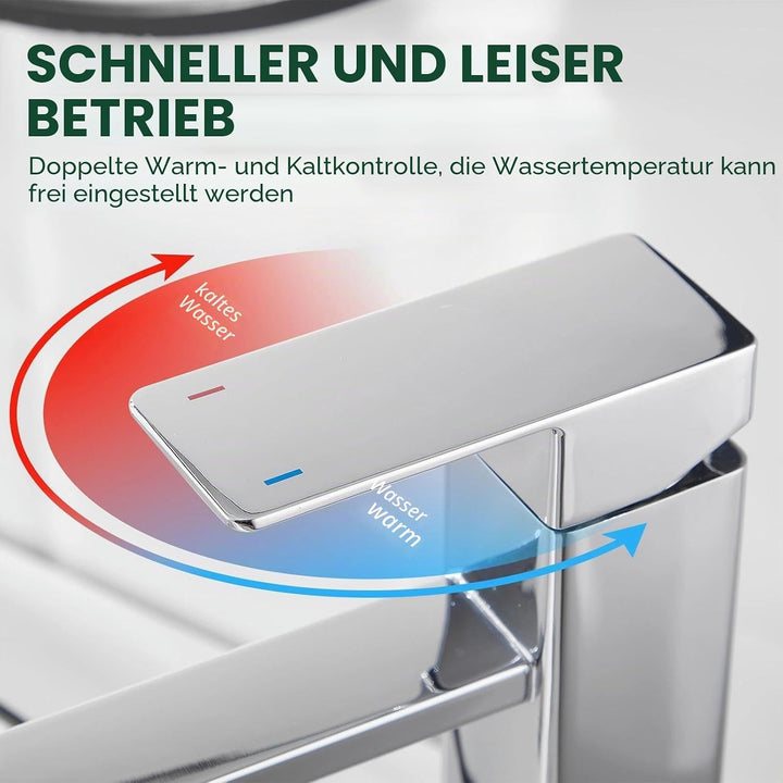 Hohe Wasserhahn Bad mit Ablaufgarnitur, Waschtischarmatur Einhand Klein Einhebelmischer Waschbeckena