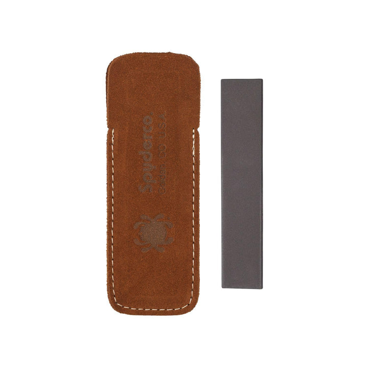 Spyderco Taschenstein mit mittlerer Körnung und Lederetui, Weiss 1" x 5" x 1/8", 1" x 5" x 1/8"
