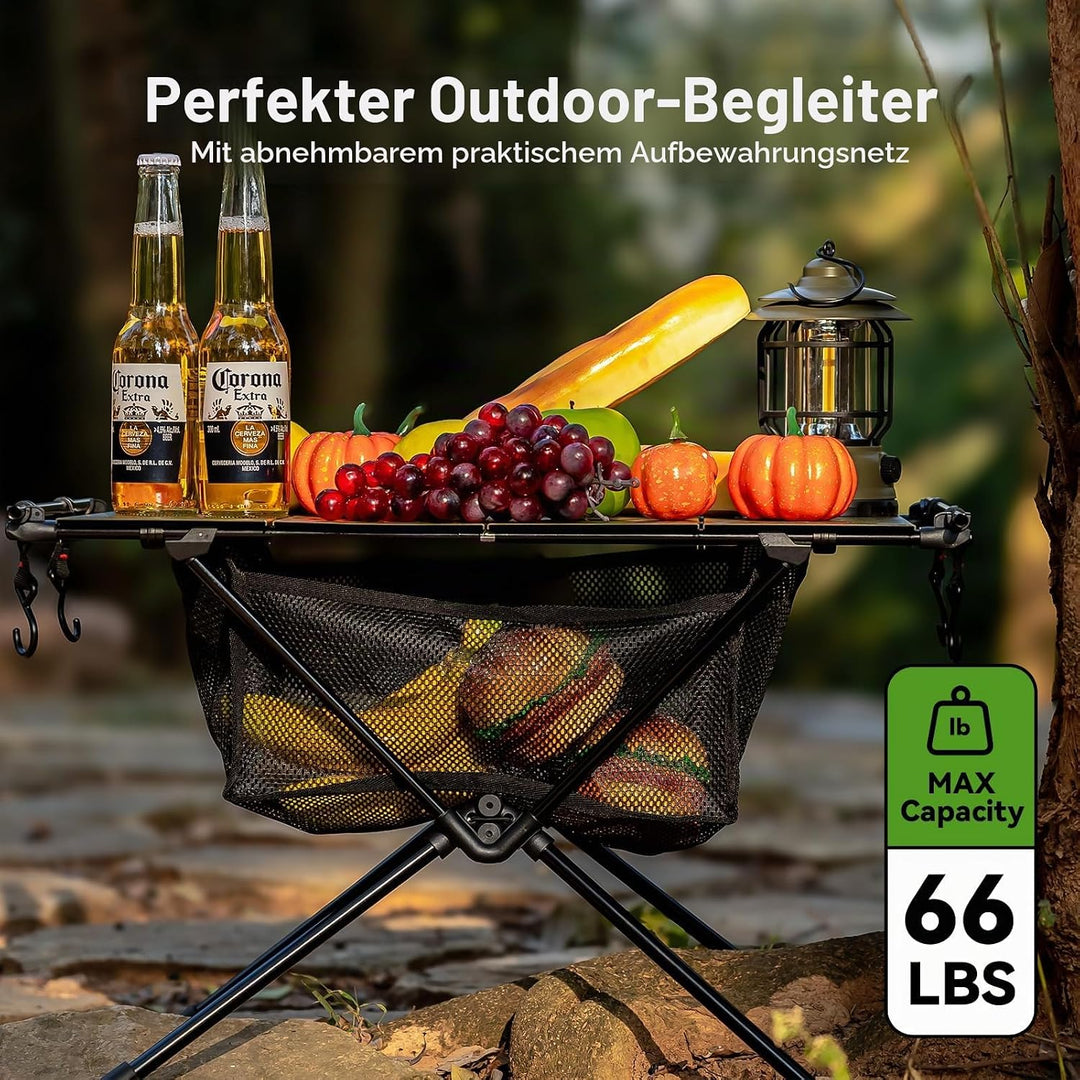 Campingtisch Klappbar,Aluminium Klapptisch Camping Tisch mit Tragetasche und Netztasche,Ultraleicht