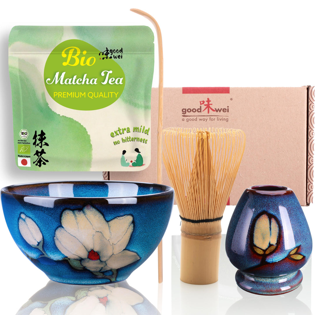 Goodwei BIO Matcha aus Japan im Matcha-Set komplett mit hochwertiger Matcha Schale aus Keramik, Matc