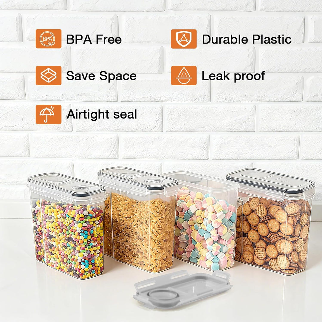 AiQInu 2.5L Vorratsdosen Set, 4er Aufbewahrungsbox Küche mit Deckel aus Plastik, Vorratsgläser für M