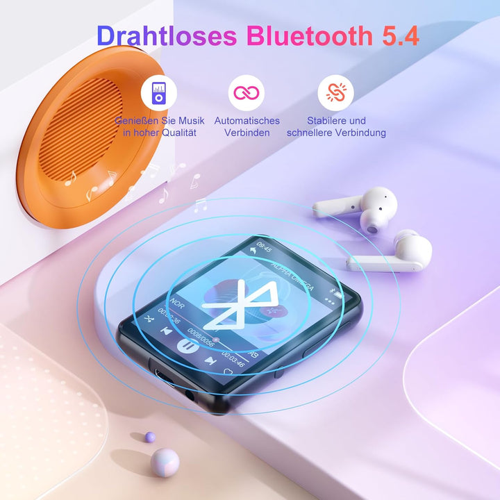 128GB MP3-Player Bluetooth 5.4, Oilsky 2,4" Full Touchscreen Tragbarer MP3 Musik Player mit Lautspre