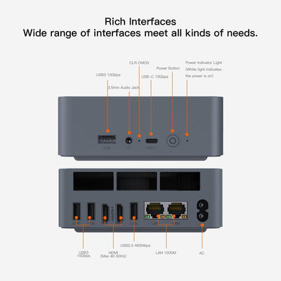 Beelink Mini PC EQR5, AMD Ryzen 7 5825U, 8C/16T, bis zu 4.5Ghz, Mini Computer 16GB DDR4 RAM 500GB PC