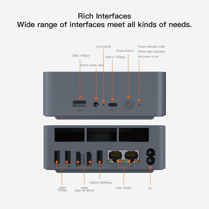 Beelink Mini PC EQR5, AMD Ryzen 7 5825U, 8C/16T, bis zu 4.5Ghz, Mini Computer 16GB DDR4 RAM 500GB PC