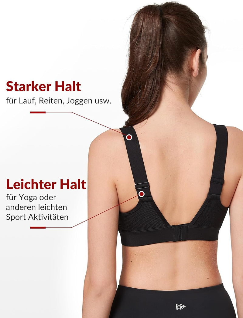 Yvette Sport BH Starker Halt Verstellbar Träger Rückenfrei Gepolstert Fitness Lauf Joggen Bustier Na