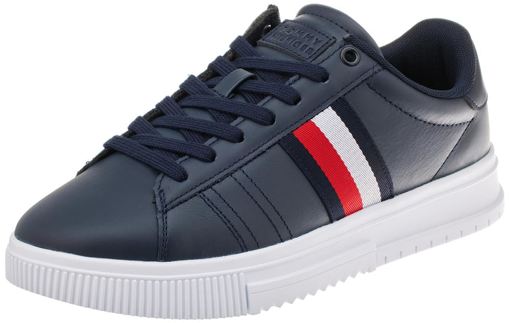 Tommy Hilfiger Herren Supercup Leather Fm0fm04706 Cupsole Sneaker 44 EU Blau Desert Sky, 44 EU Blau