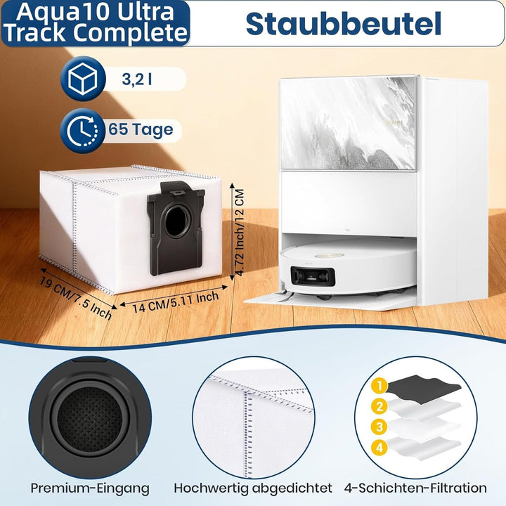 22 Stück Zubehör für Dreame Aqua10 Ultra Track Complete Saugroboter,Bestehend Aus 1 Hauptbürste,2 Ro