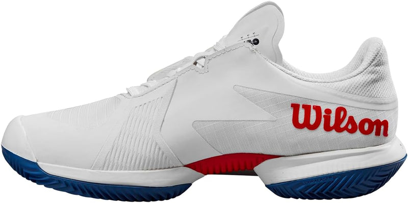 Wilson Damen KAOS Swift 1.5 Clay Tennis Shoe 41 1/3 EU White Deja Vu Blue Wilson Red, 41 1/3 EU Whit