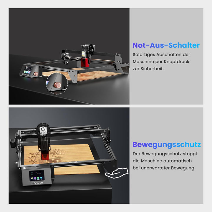 Longer Laser Gravurmaschine & Cutter 10W – Upgrade Edition mit 24.000 mm/min, 3,5" Farb-Touchscreen,