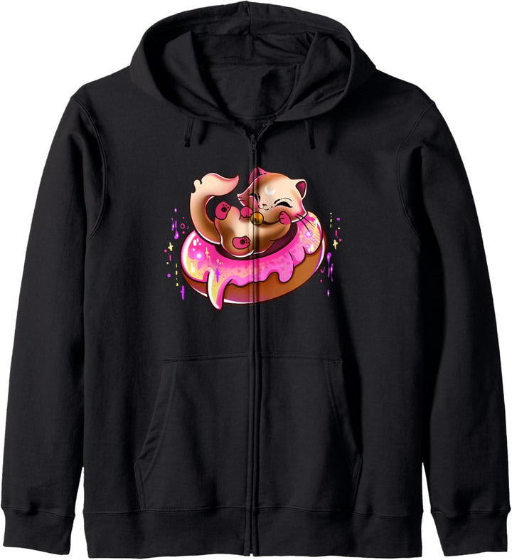 Kätzchen mit Donut, Mädchen, Kinder, Kawaii Kult Kapuzenjacke