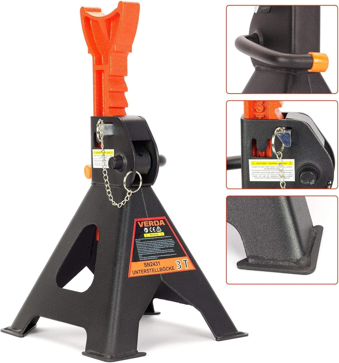 Rangierwagenheber 3T +2X Gummi + Montagehandschuhe Wagenheber Ständer Unterstellbock (Wagenheber 3T