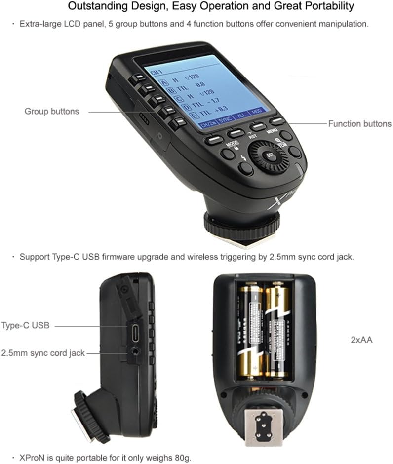Godox Xpro-N TTL Kabelloser Blitzauslöser, 2,4 G 1/8000 s HSS TTL Umwandlung, manuelle TCM Funktion,