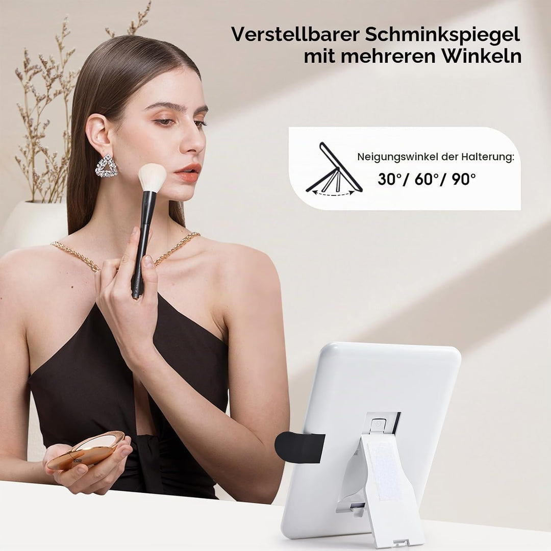 Leder-Kosmetiktasche mit LED-beleuchtetem Spiegel Reise-Kosmetikkoffer Einstellbare Helligkeit in 3