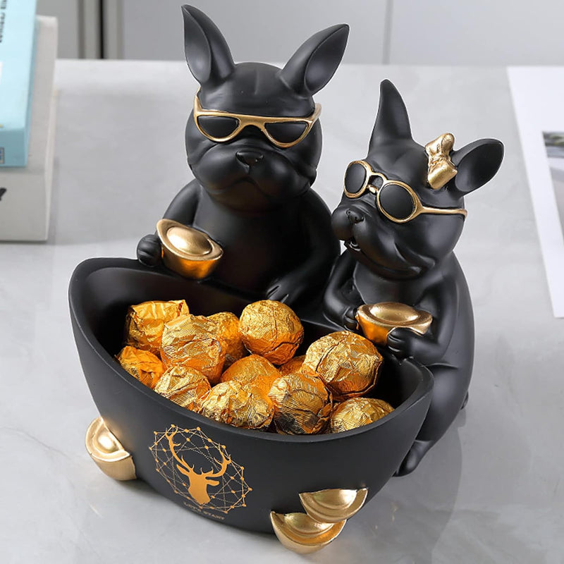 OKESYO Bulldogge Skulptur Deko, Französische Bulldogge Tablett Deko, Bulldogge Tablett Deko, Hund De