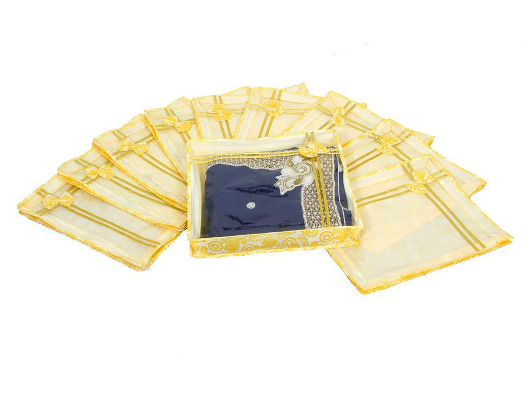Kuber Industries Carry Design Sari-Bezug, 7,6 cm, transparent, nicht gewebt, 6 Stück (gold), HS_38_K