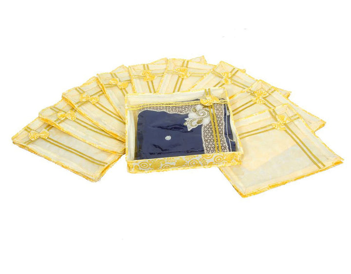 Kuber Industries Carry Design Sari-Bezug, 7,6 cm, transparent, nicht gewebt, 6 Stück (gold), HS_38_K